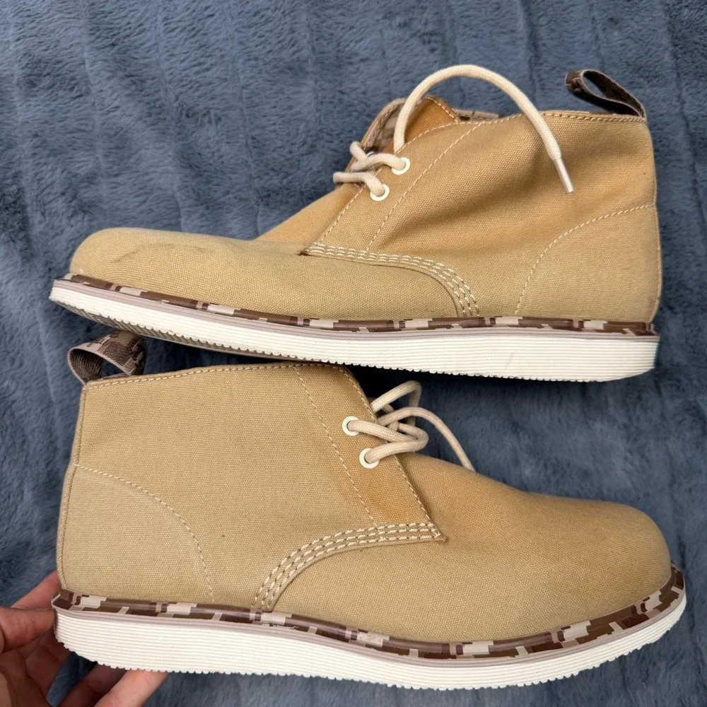 Dr. Martens Nixon Tan Canvas Desert Chukka Boots Mens 13 Camo Trim AW004